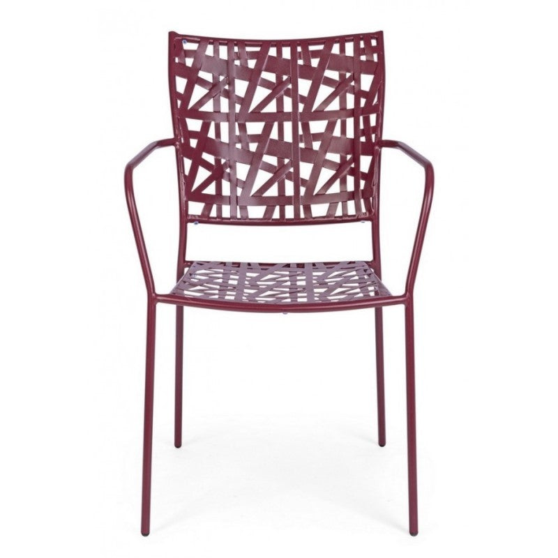 Kelsie Bordeaux Steel Chair With Armrests