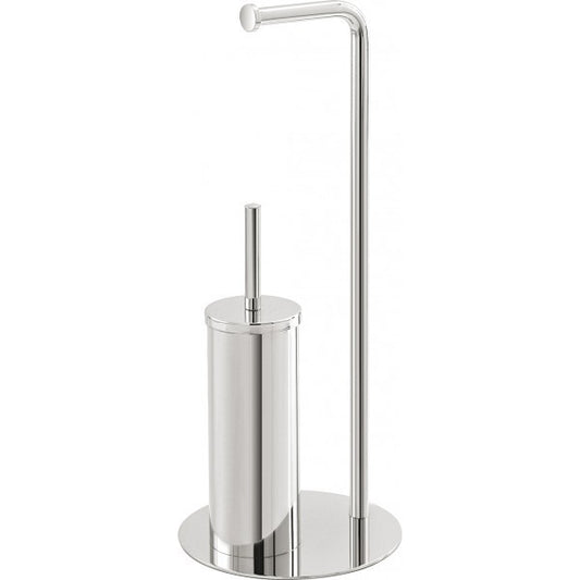 Standing toilet brush holder and toilet roll holder