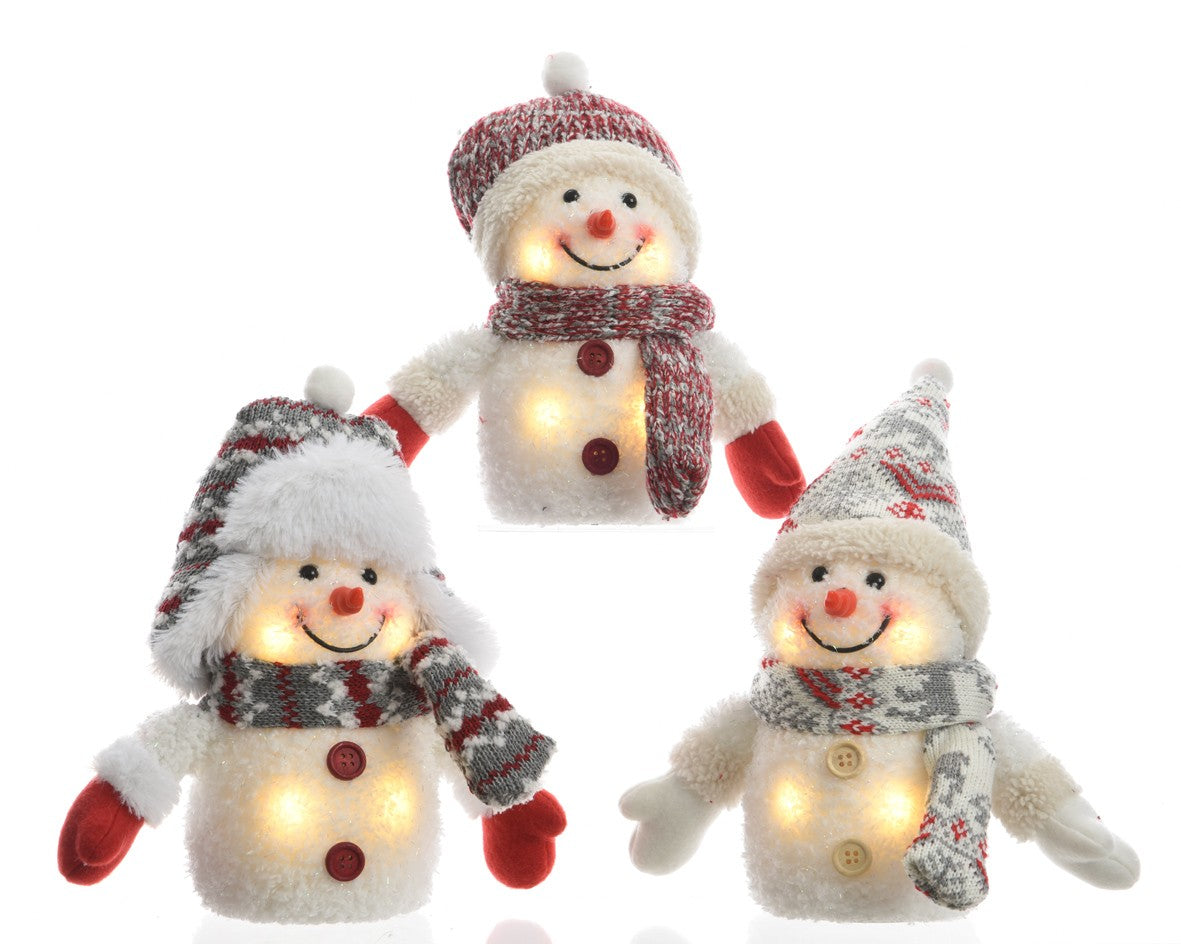 Snowman with lights Christmas decoration 11x h15 cm assorted pcs 1