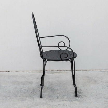 Garden Chair With Armrests In Dark Gray Steel Paris 49X50X H80 Cm