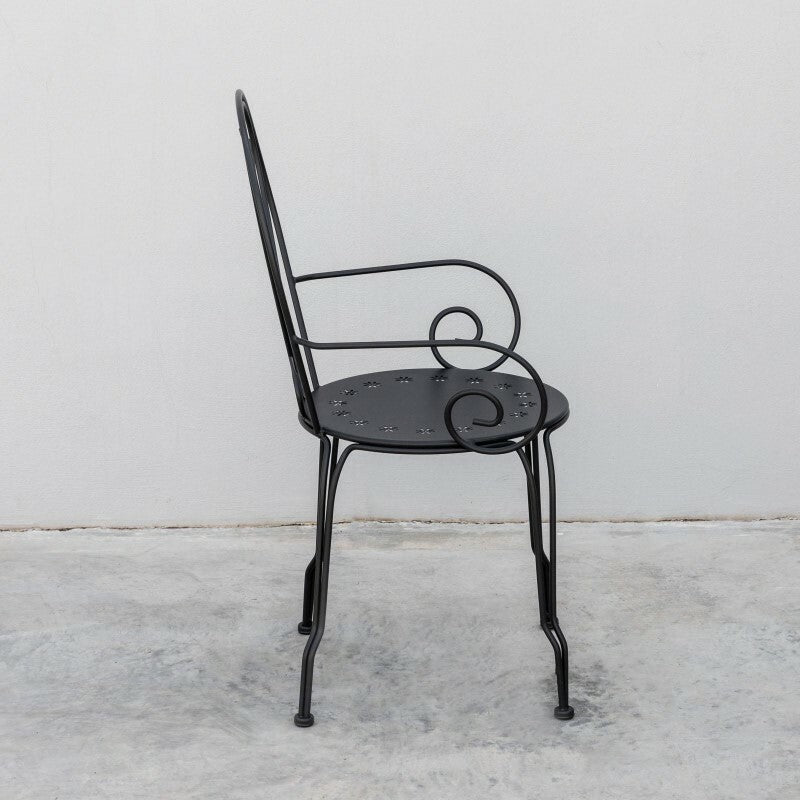 Garden Chair With Armrests In Dark Gray Steel Paris 49X50X H80 Cm