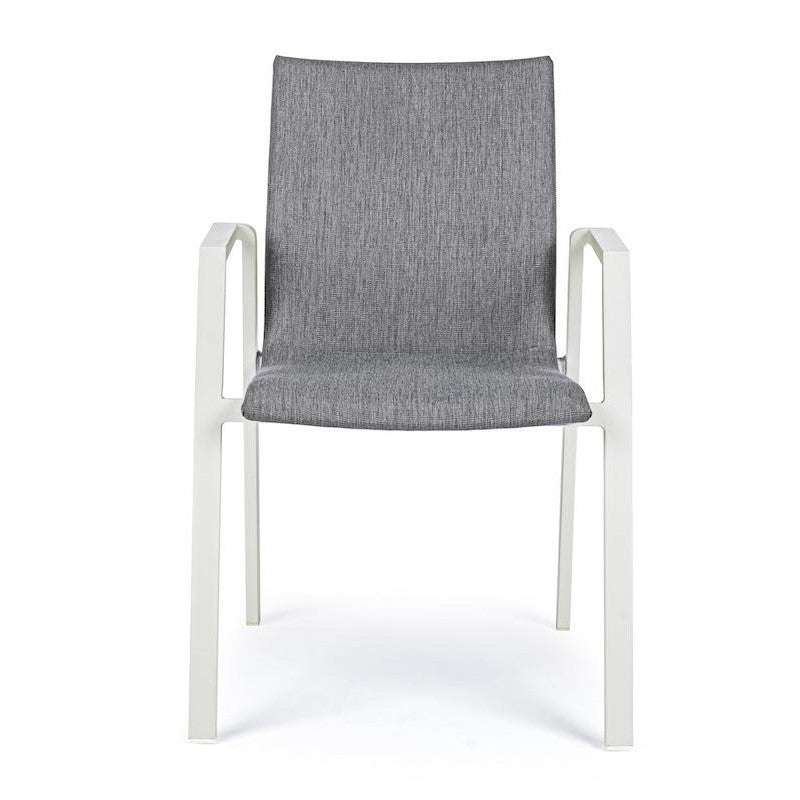 Silla De Exterior De Aluminio Blanco Con Cojín Gris Oscuro Odeon 55,5X60 H83 Cm