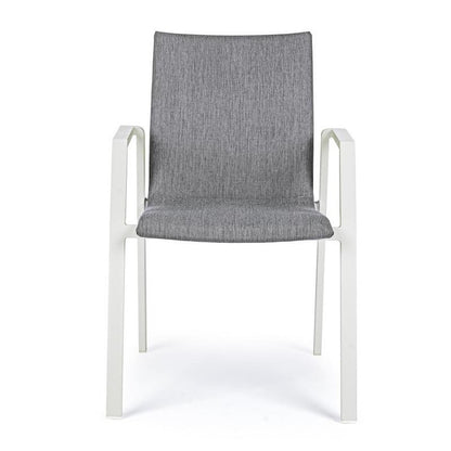 Outdoor Chair In White Aluminum With Dark Gray Cushion Odeon 55.5X60 H83 Cm