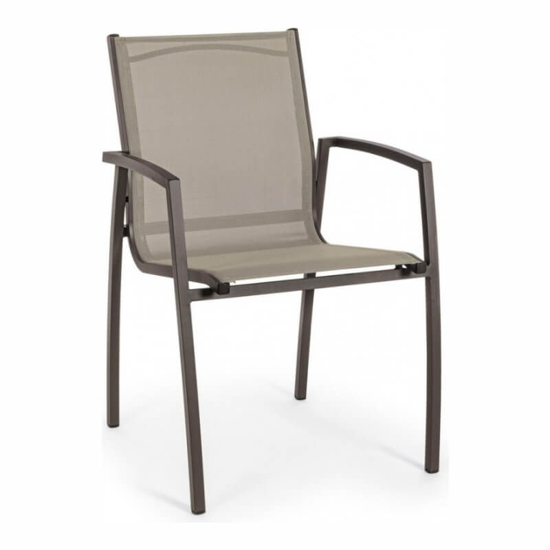 Hilla Coffee Aluminum Chair With Armrests