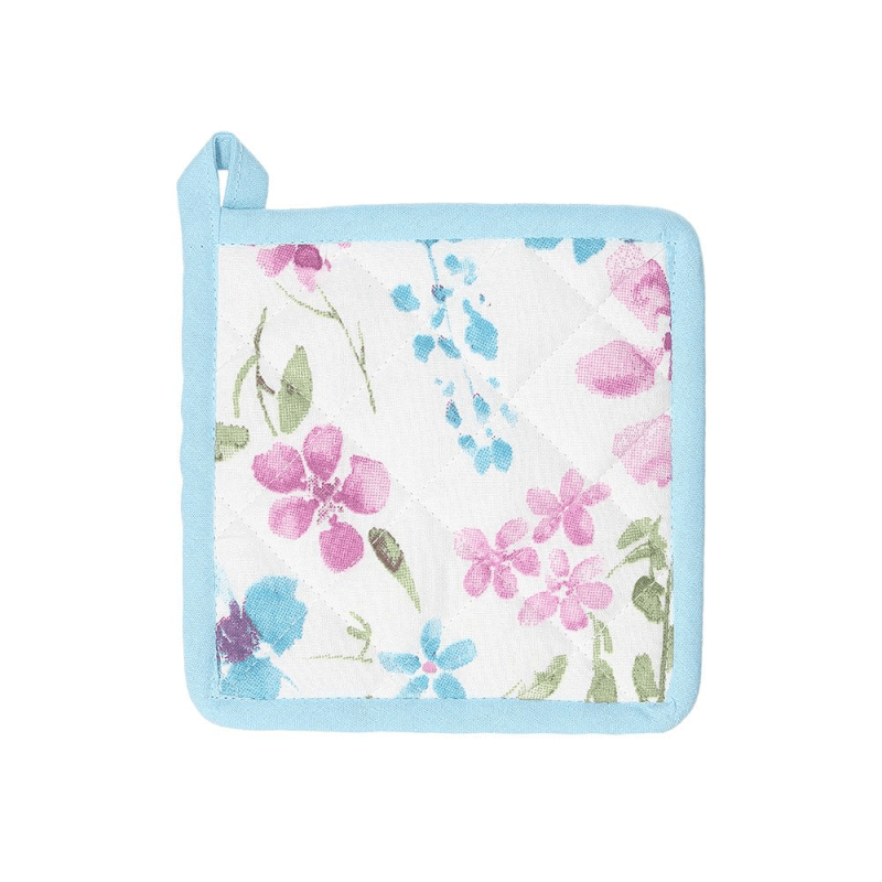 Alma line pot holder in light blue cotton 15x15 cm