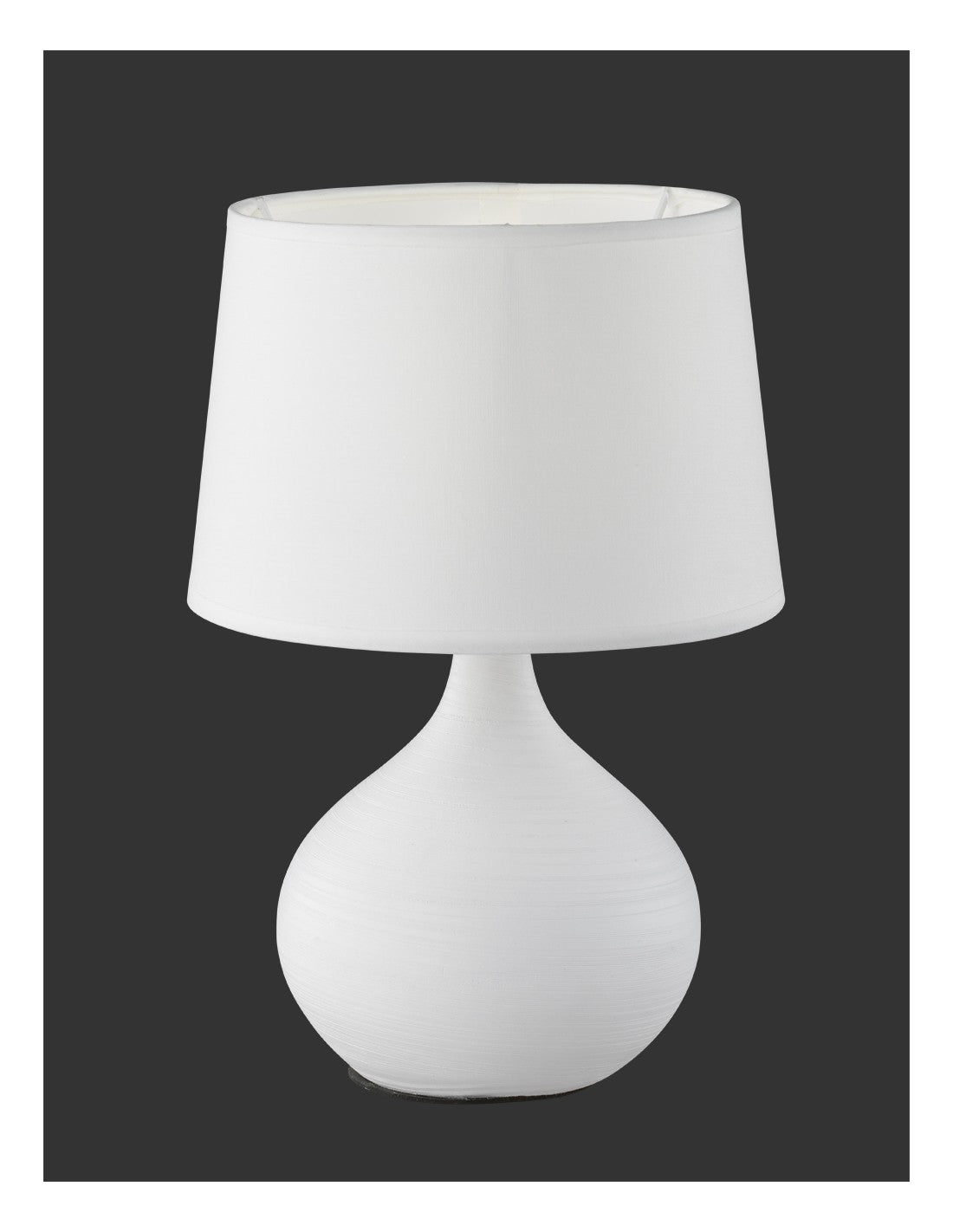 Modern White Ceramic Base Table Lamp with Martin Trio Lighting Lampshade