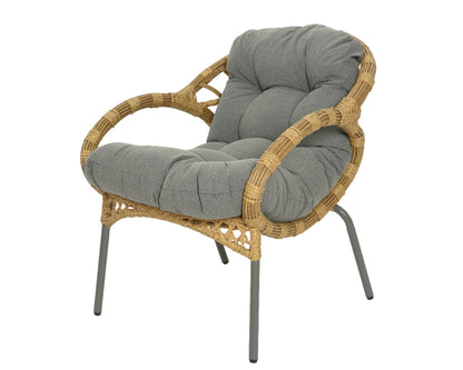 Castel armchair with outdoor wicker cushion in natural colour