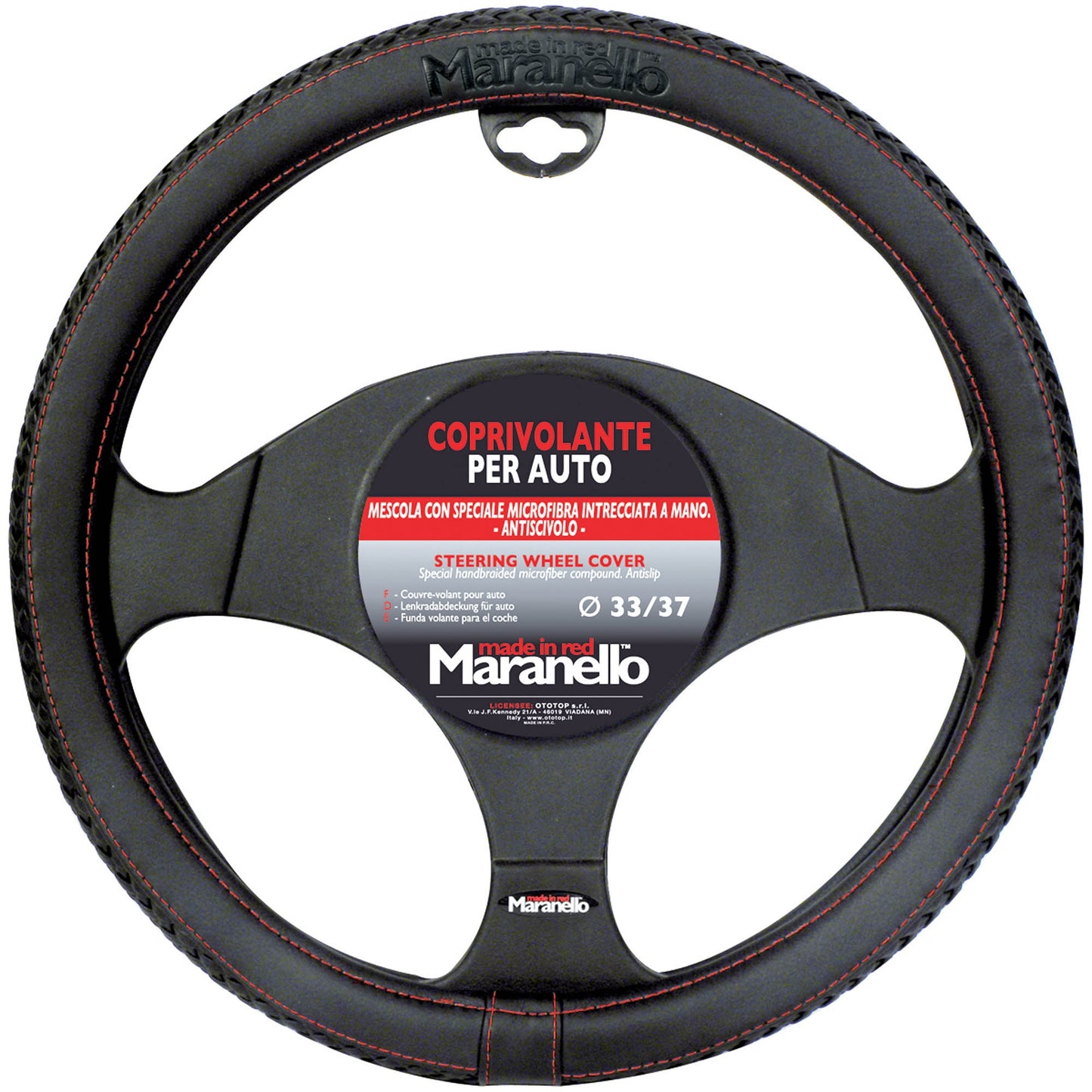 Maranello steering wheel cover with red thread, size 37-43.