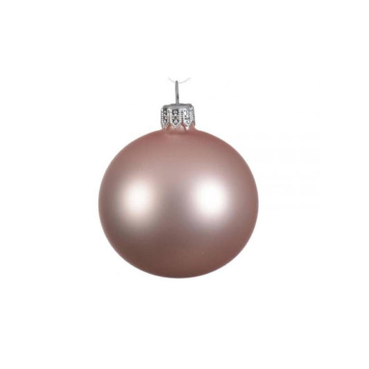 Christmas tree ball in satin pink glass cm 8