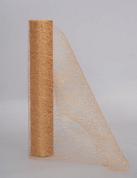 Glittered Mesh Roll Cm.29X2,7Mt Gold With Sequins Christmas decoration