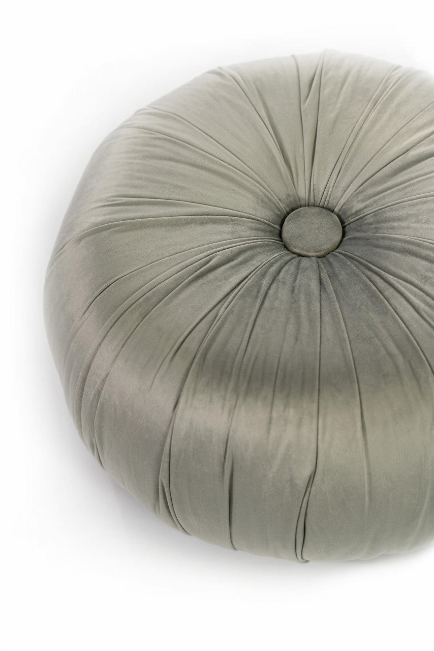 Gray Velvet Metal Design Pouf - 36cm x 36cm x 30cm