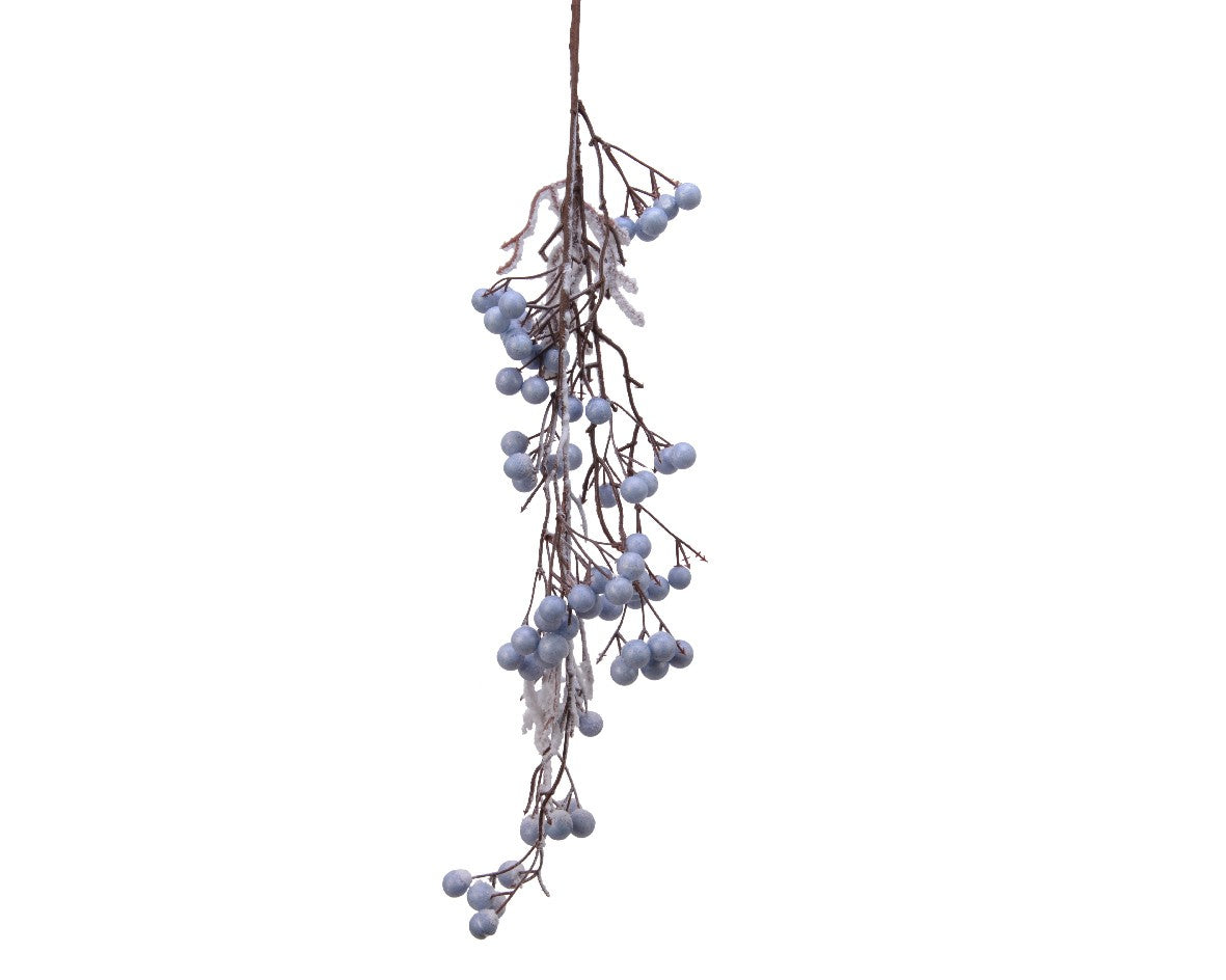 Snow-covered decorative branch with berries 80 cm