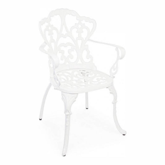 Victoria White aluminum chair with armrests