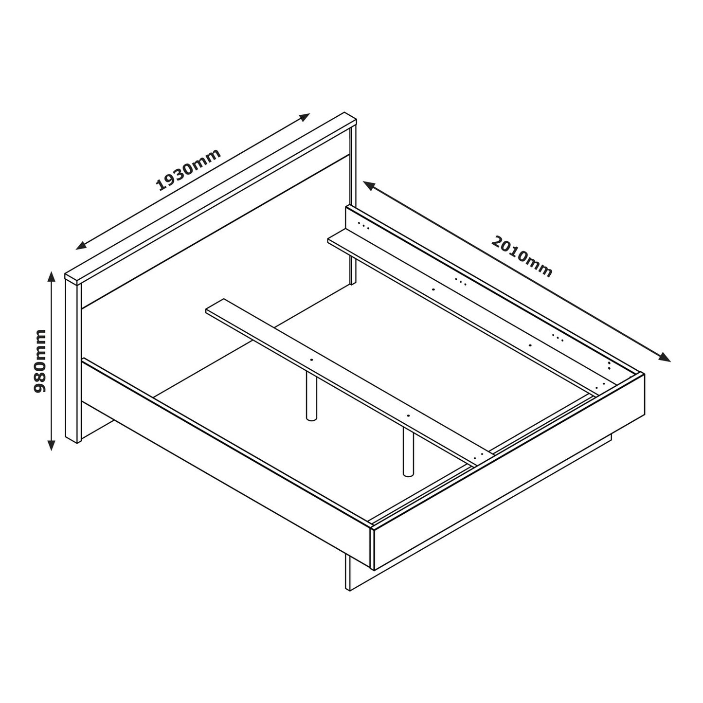 Audace Walnut/Grey Double Bed - 193.50x98.10x218 cm