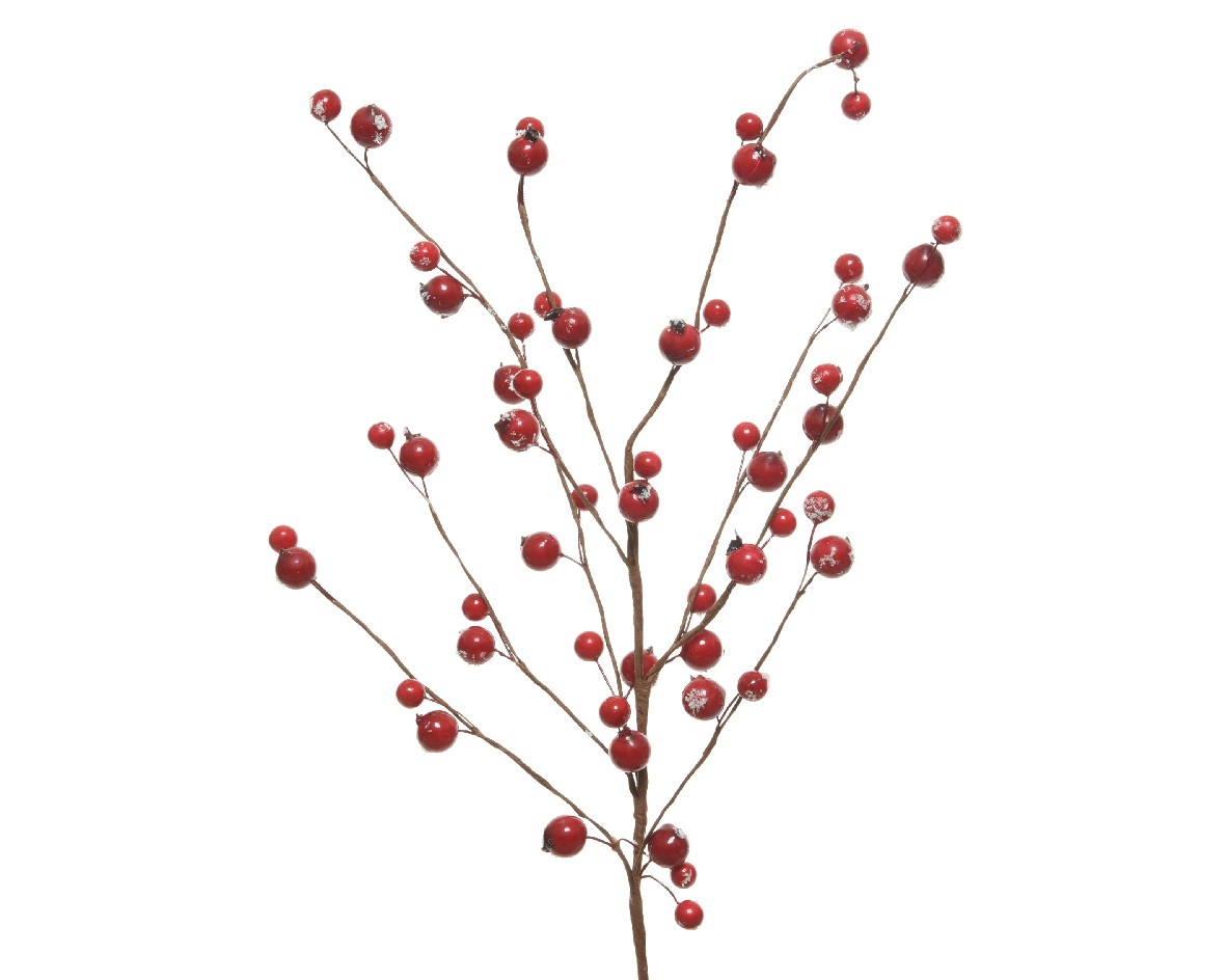 Decorative branch with berries and snow 15x h55 cm