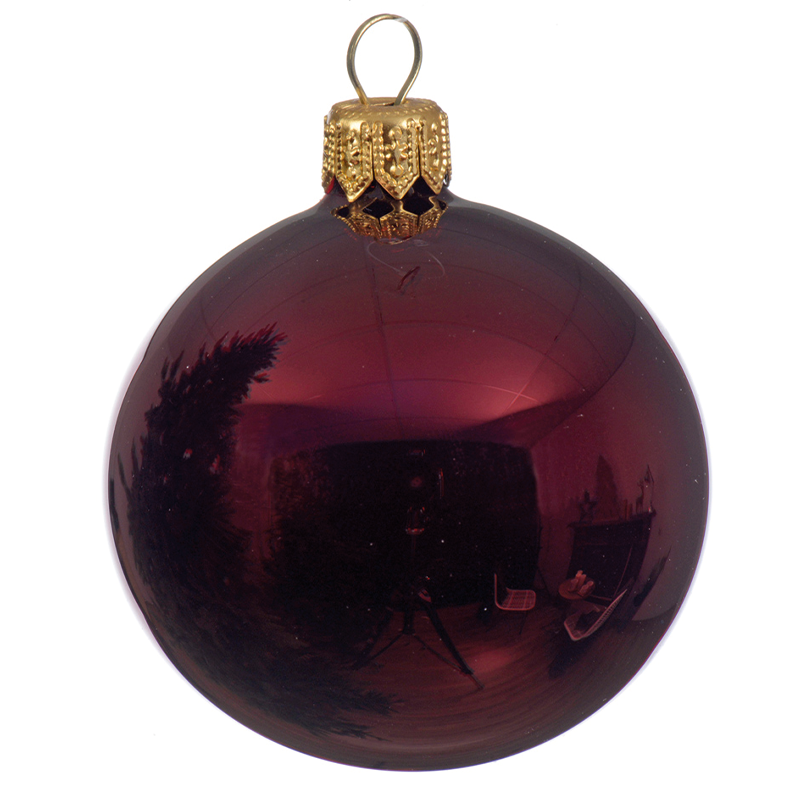 Bola de Navidad rojo oscuro brillante Ø10 cm