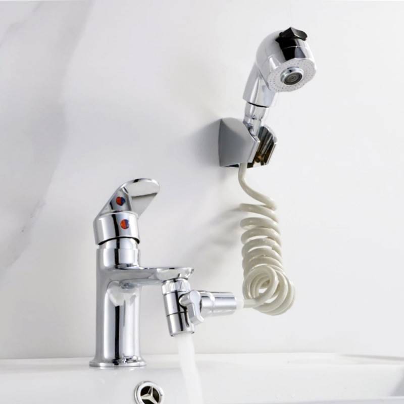 Two-jet hand shower for washbasin or bidet with diverter and aerator - Smart Series