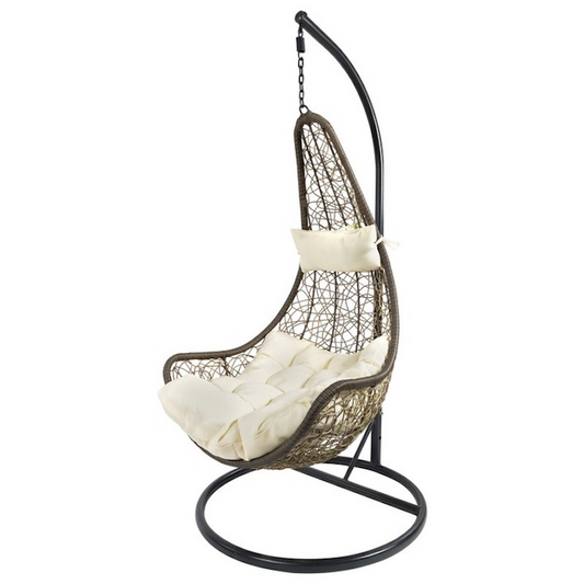 Hanging chair Alyssa brown metal and rattan frame