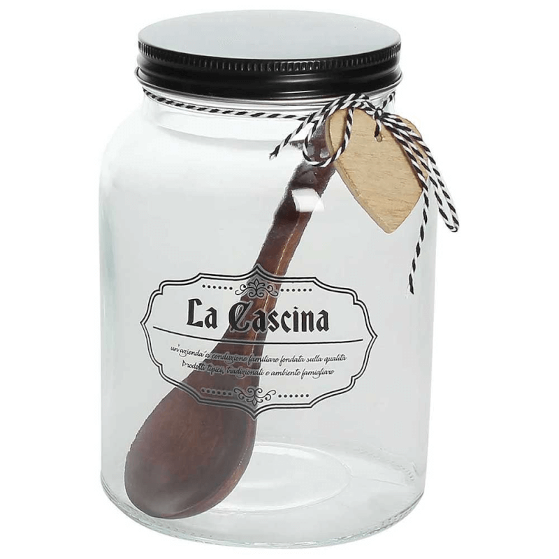 Jar With Lid And Medium Spoon 950 Cc La Cascina Transparent Glass