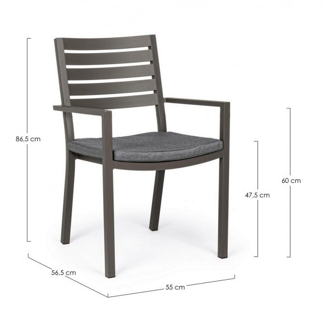 Helina Coffee Aluminum Chair With Cushions