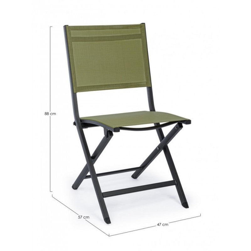 Silla Exterior En Aluminio Verde Antracita Elin 47X57X H88 Cm