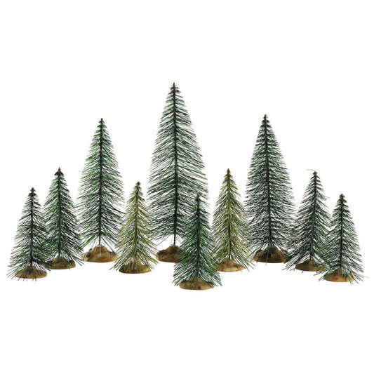 Set of 10 Needle Pine Trees for Christmas Village