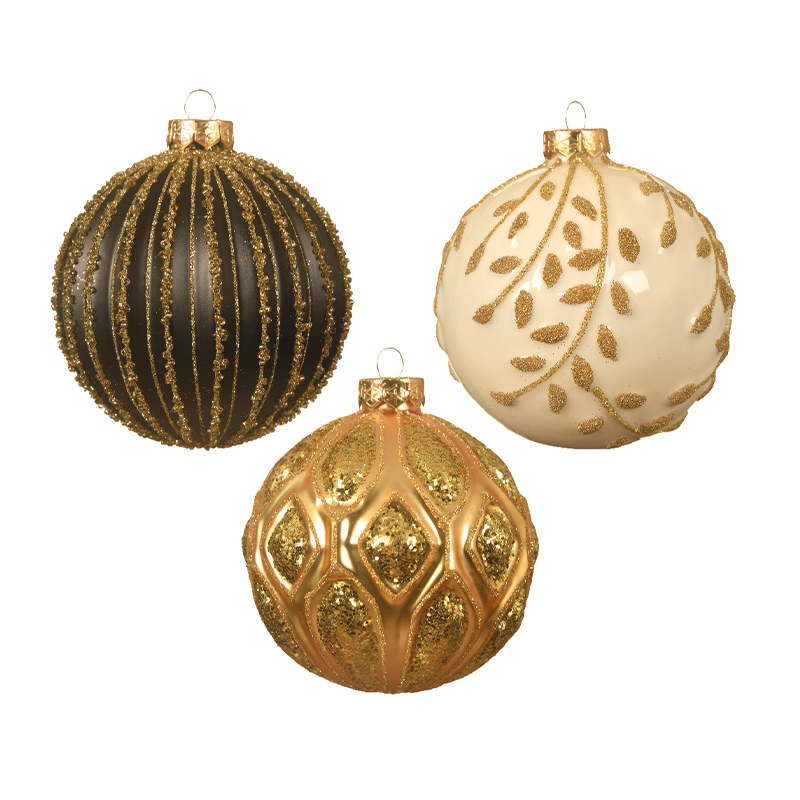 Bolas navideñas surtidas negro - oro - blanco - oro - oro - oro Ø10 cm