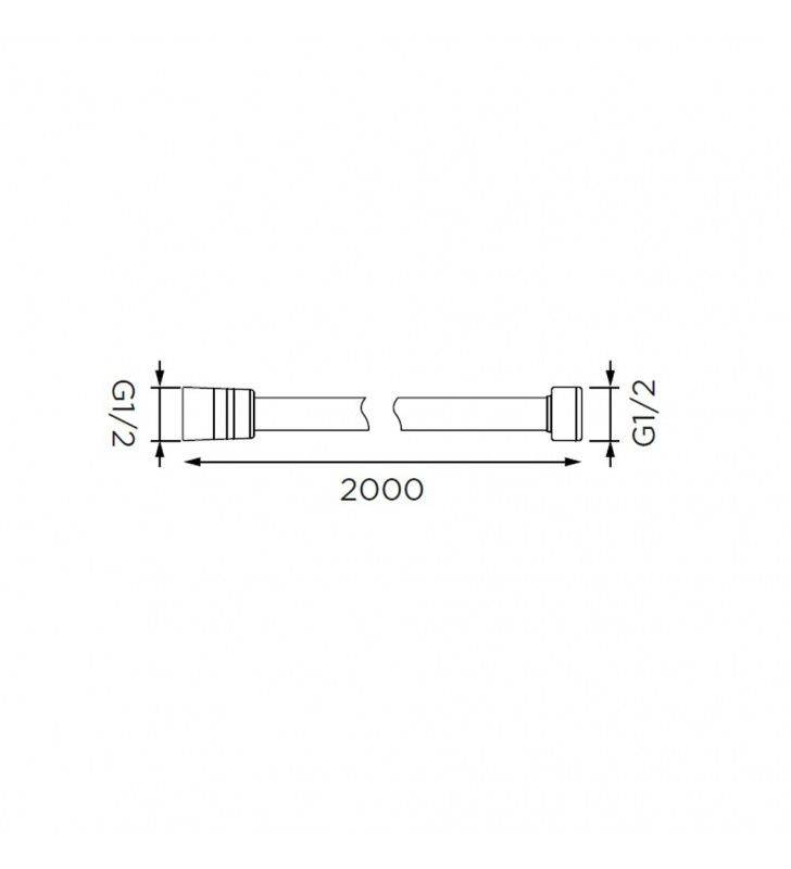 Flexible shower in chromed reinforced plastic 200 cm