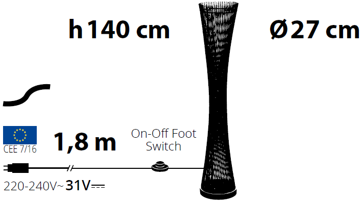 Säule Twisted ATS Silber 100 LED 4K H140cm Weihnachtsbeleuchtung