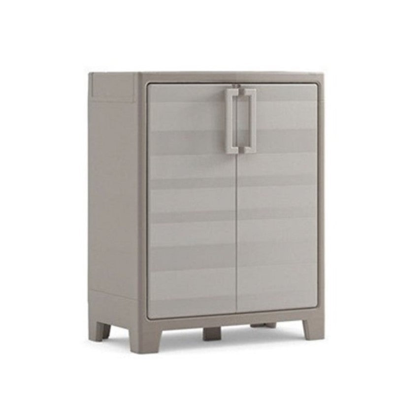 Low resin cabinet two doors three shelves Beige GULLIVER 80x44x h100 cm