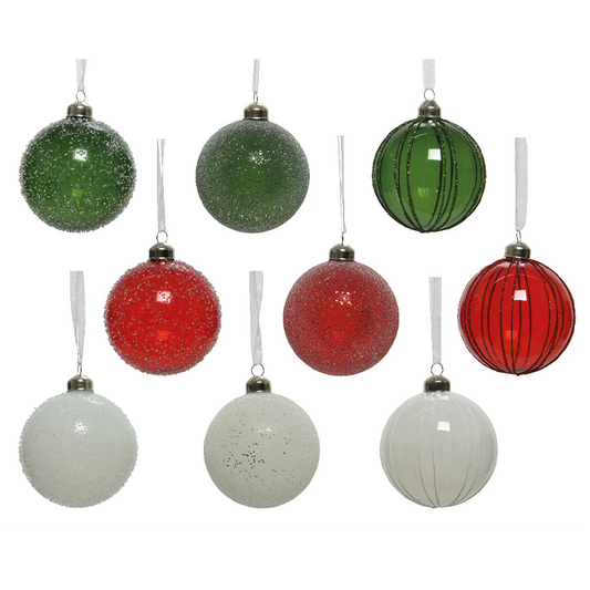 Assorted Christmas ball green - white Ø8 cm