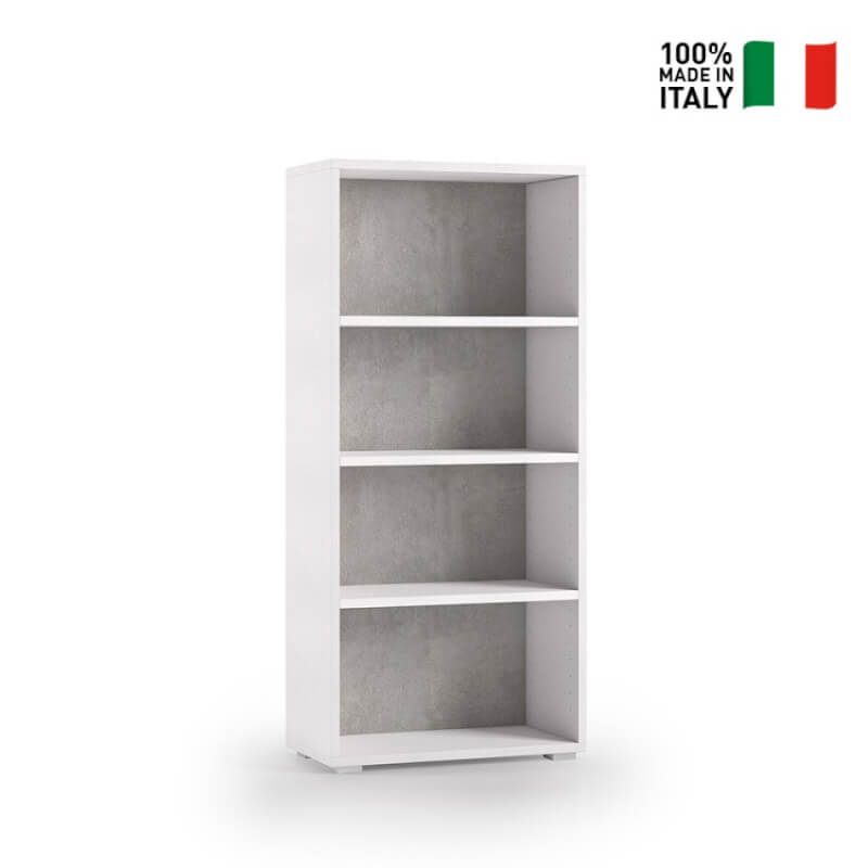 Compact Bookcase With Three Adjustable Shelves, white, concrete background