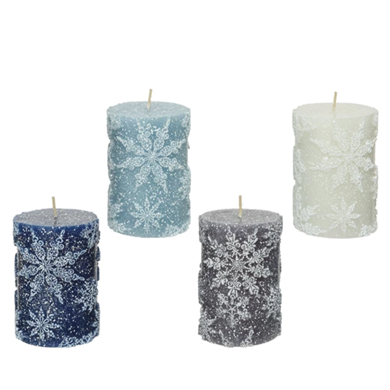 Assorted Snow Finish Wax Candle