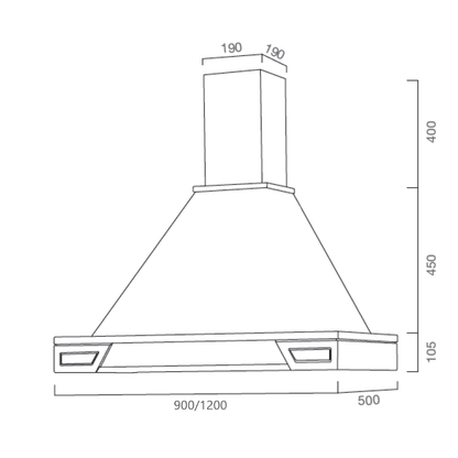 GINEVRA extractor hood in silver stainless steel and dove-grey inlaid wooden frame 120 cm