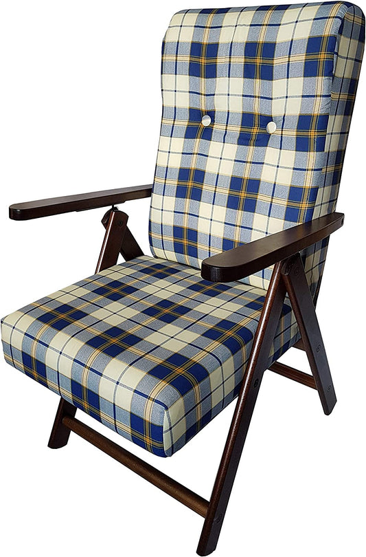 Molisana armchair in blue tartan fabric