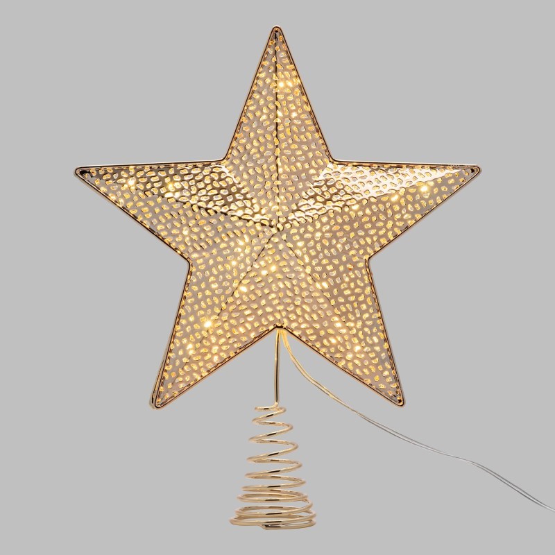 Champagne metal star tip Ø25xH30cm