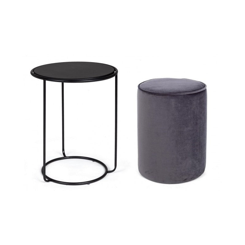 Annika dark gray modern coffee table-ottoman combo set