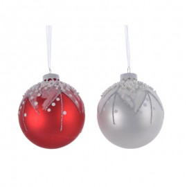 Decorative glass ball with snow 1 cm 8 assorted pieces