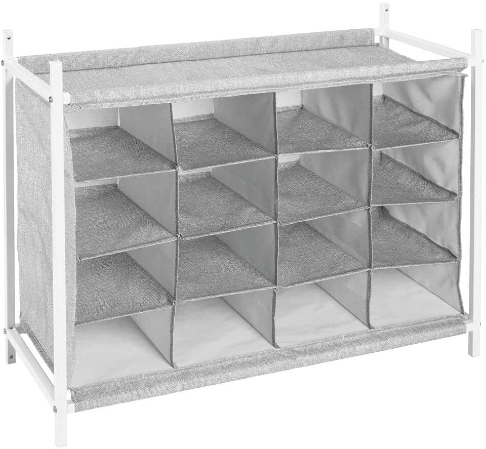 Space-saving shoe cabinet with 16 compartments