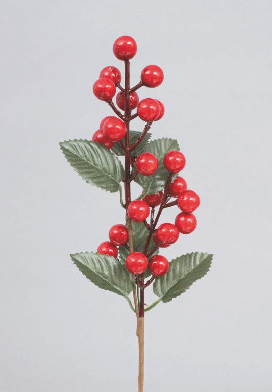 PVC sprig Cm.35H Dec.Red Berries And Leaves Christmas decoration