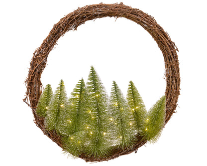 Indoor decorative garland with illuminated trees H 28 x ø 50 cm