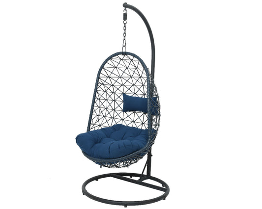 Columpio exterior Bologna azul oscuro de mimbre 195h cm