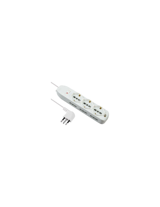 Bypass power strip + Schuko + Electraline thermal overload white 9 places 2P+E 10A n° x mmq 3x0.75 m 2.