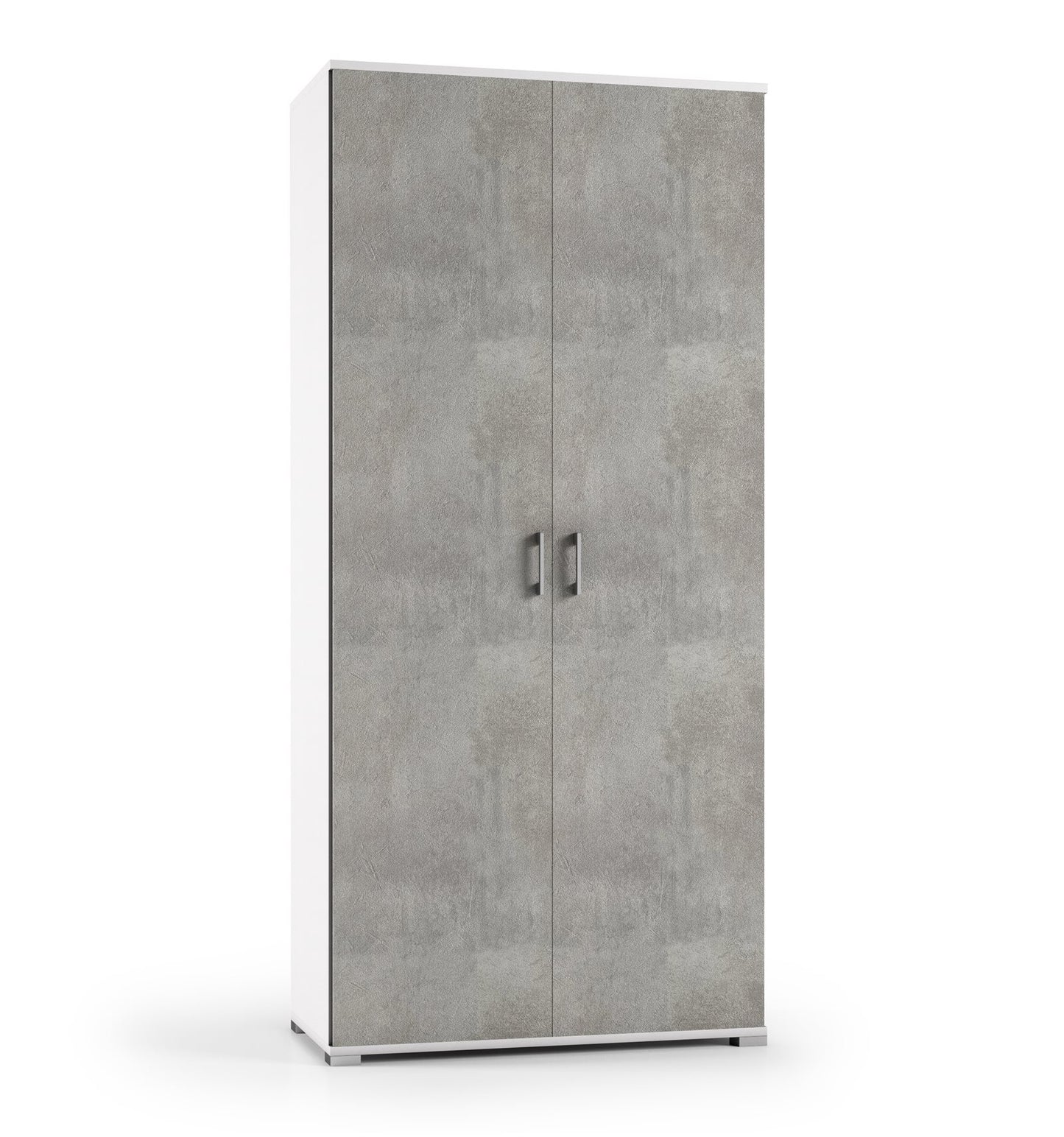 Cabinet with double door and four adjustable shelves, white concrete doors