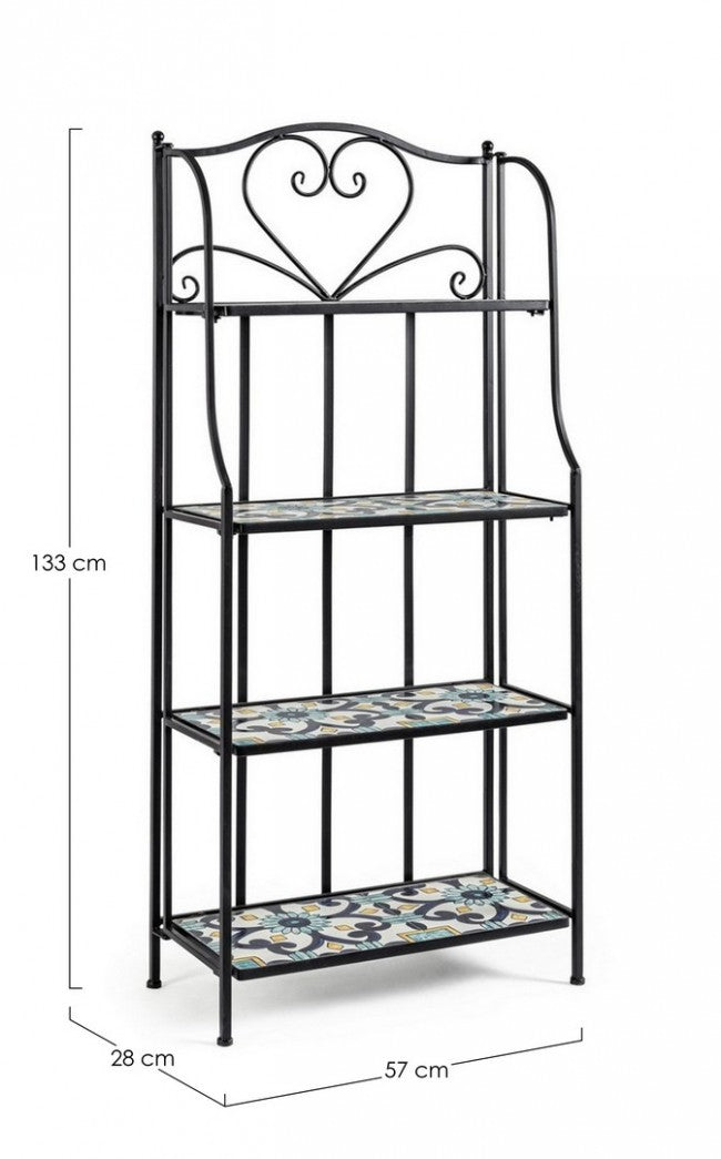 Librería 4 estantes de metal estilo country Positano cm 57x28x133h Iperbriko