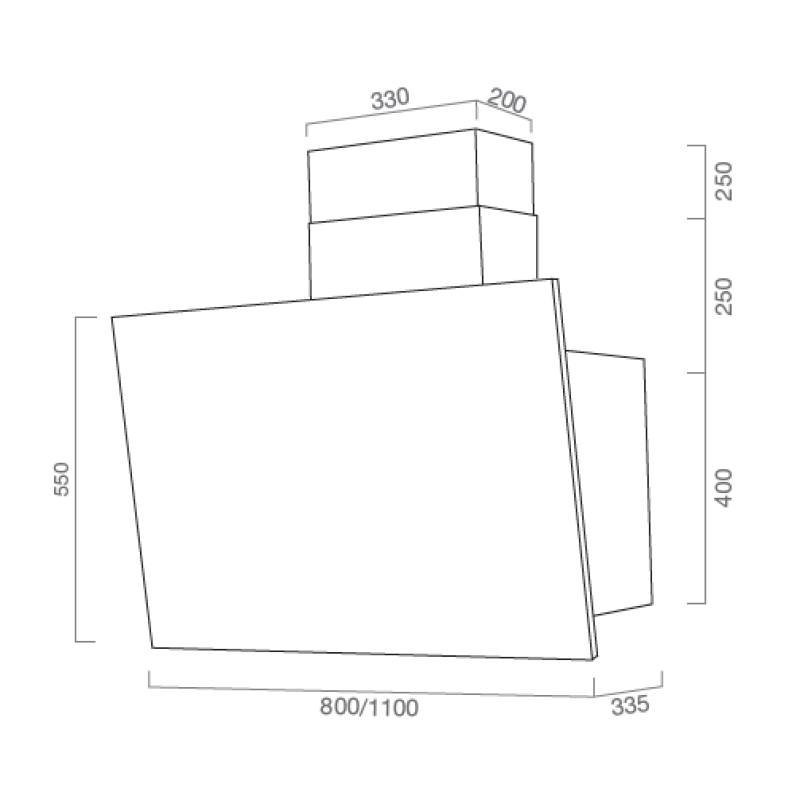 ITACA extractor hood in silver stainless steel 80 cm