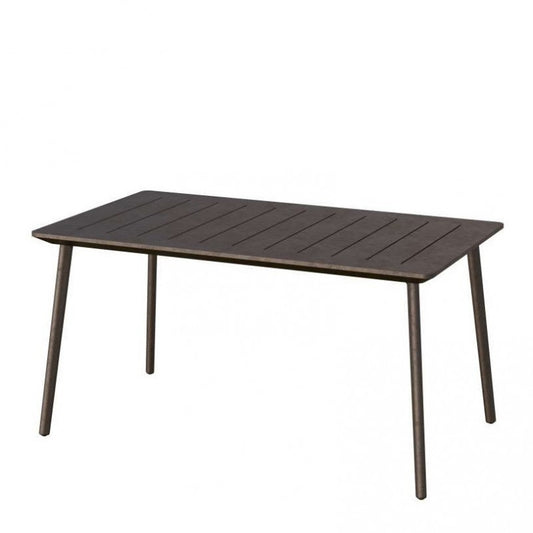 Outdoor garden table in graphite plastic resin rectangular 146x87x75h cm