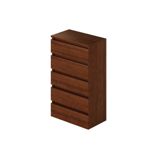 Cómoda antigua de nogal en madera de melamina con 5 cajones h127x47x40 cm