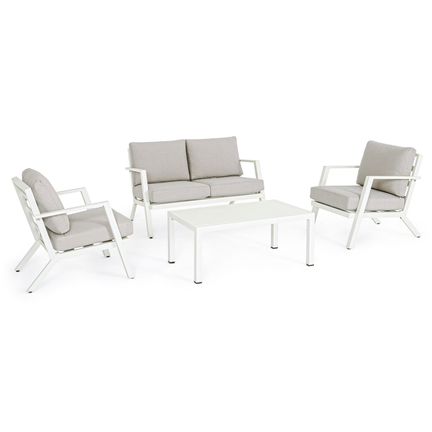 4-piece outdoor set Harley lounge with white cushions