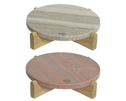 Round mango wood tray 2 assorted colors